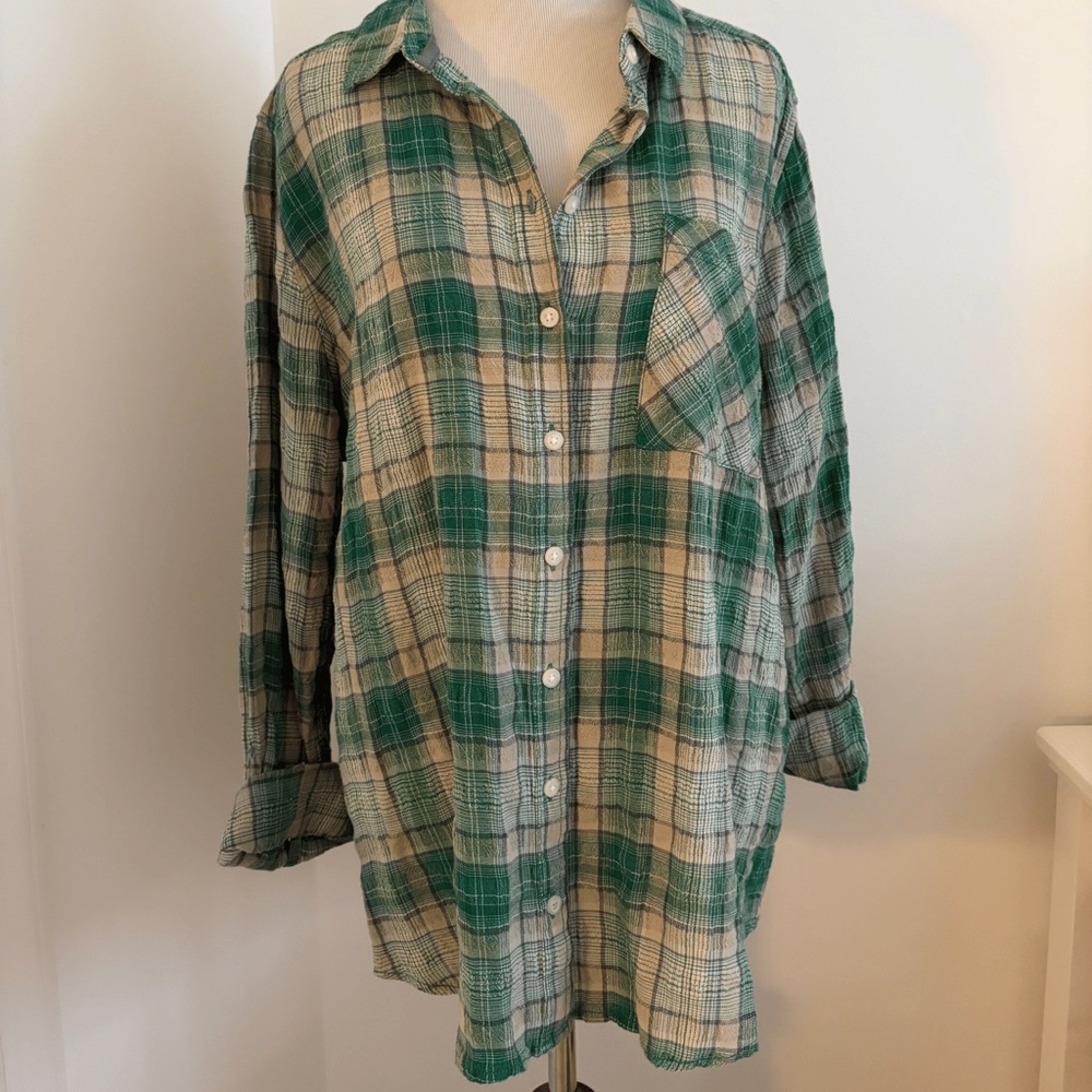 FatFace Olivia Green Waffle Check Shirt, US 12